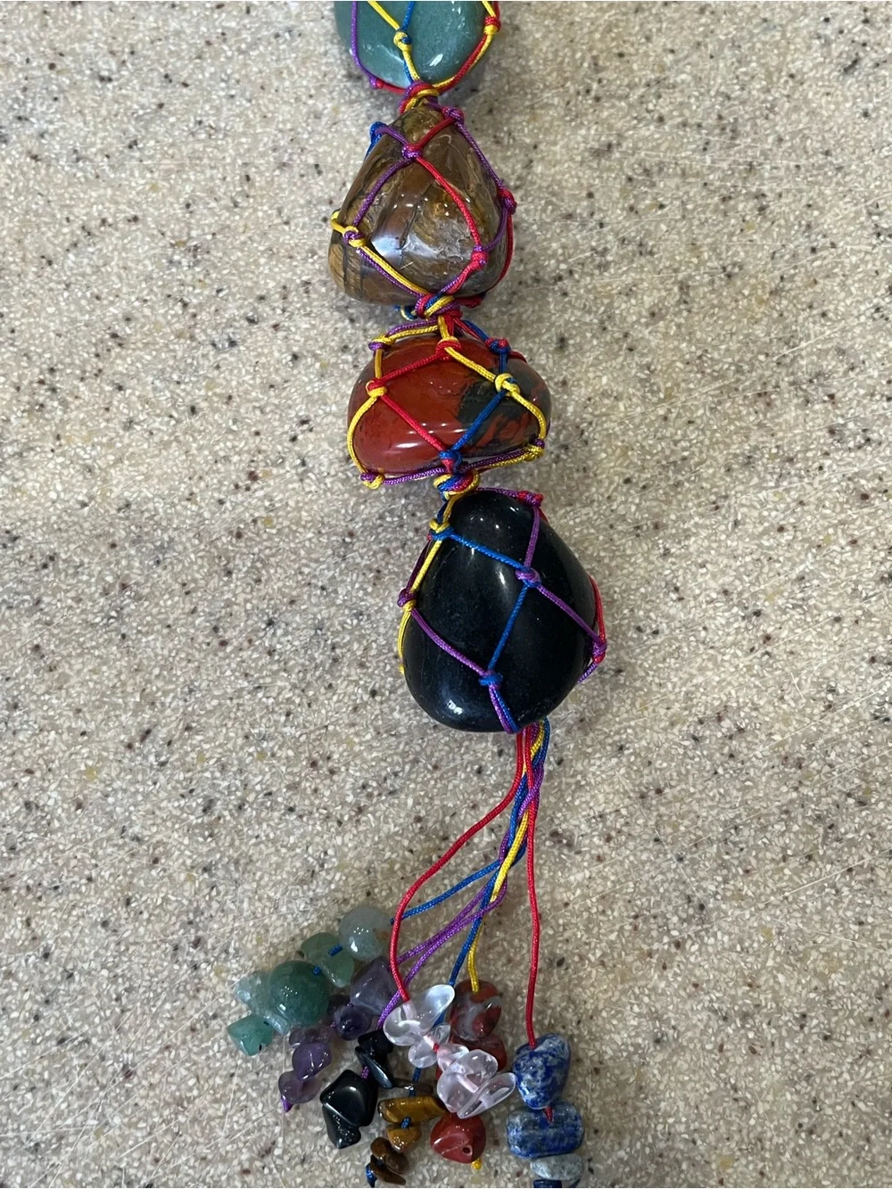 Handcrafted Multicolor Chakra Stone Pendant Necklace Crystal hanging car window